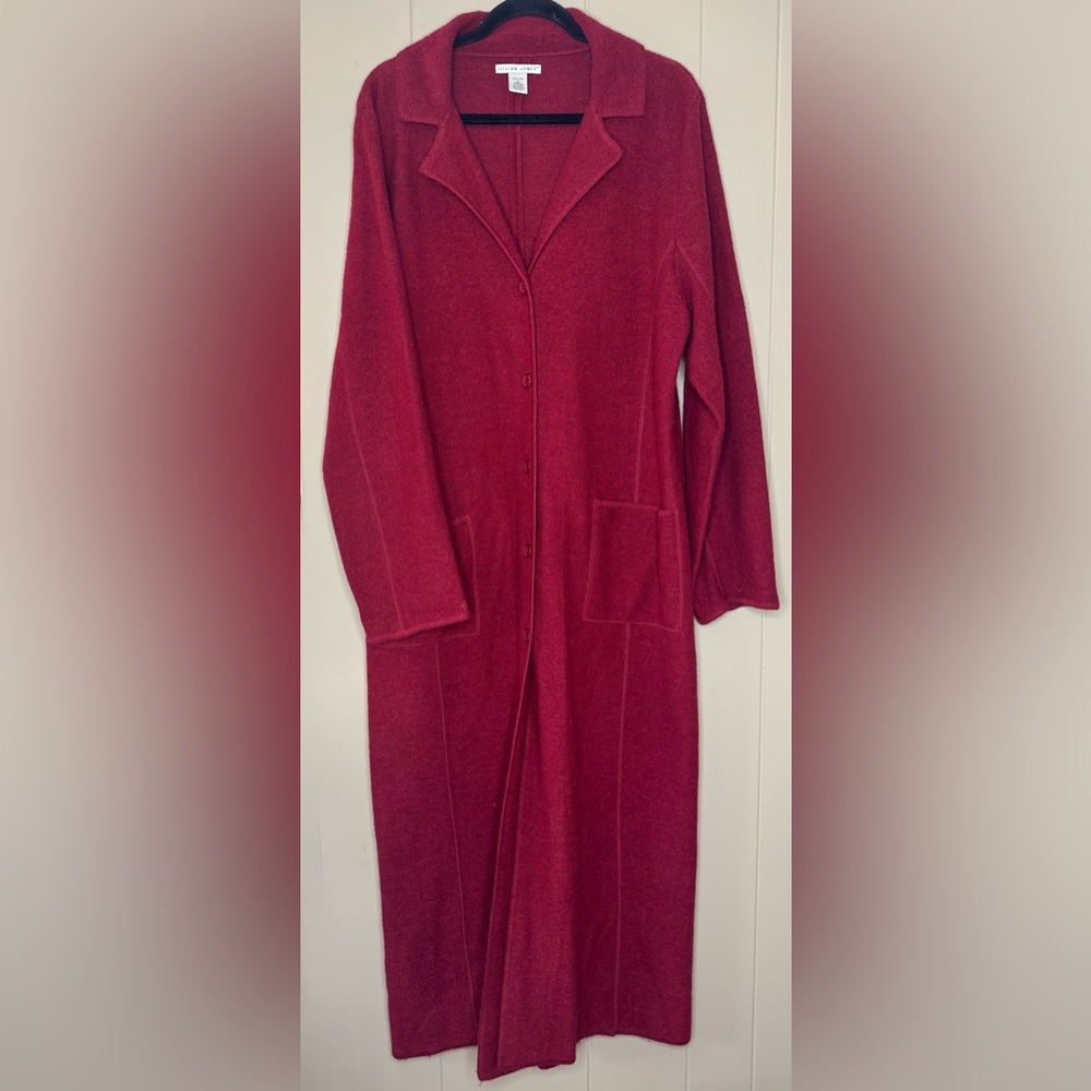 Classic Boiled Wool Long Cardigan Coat